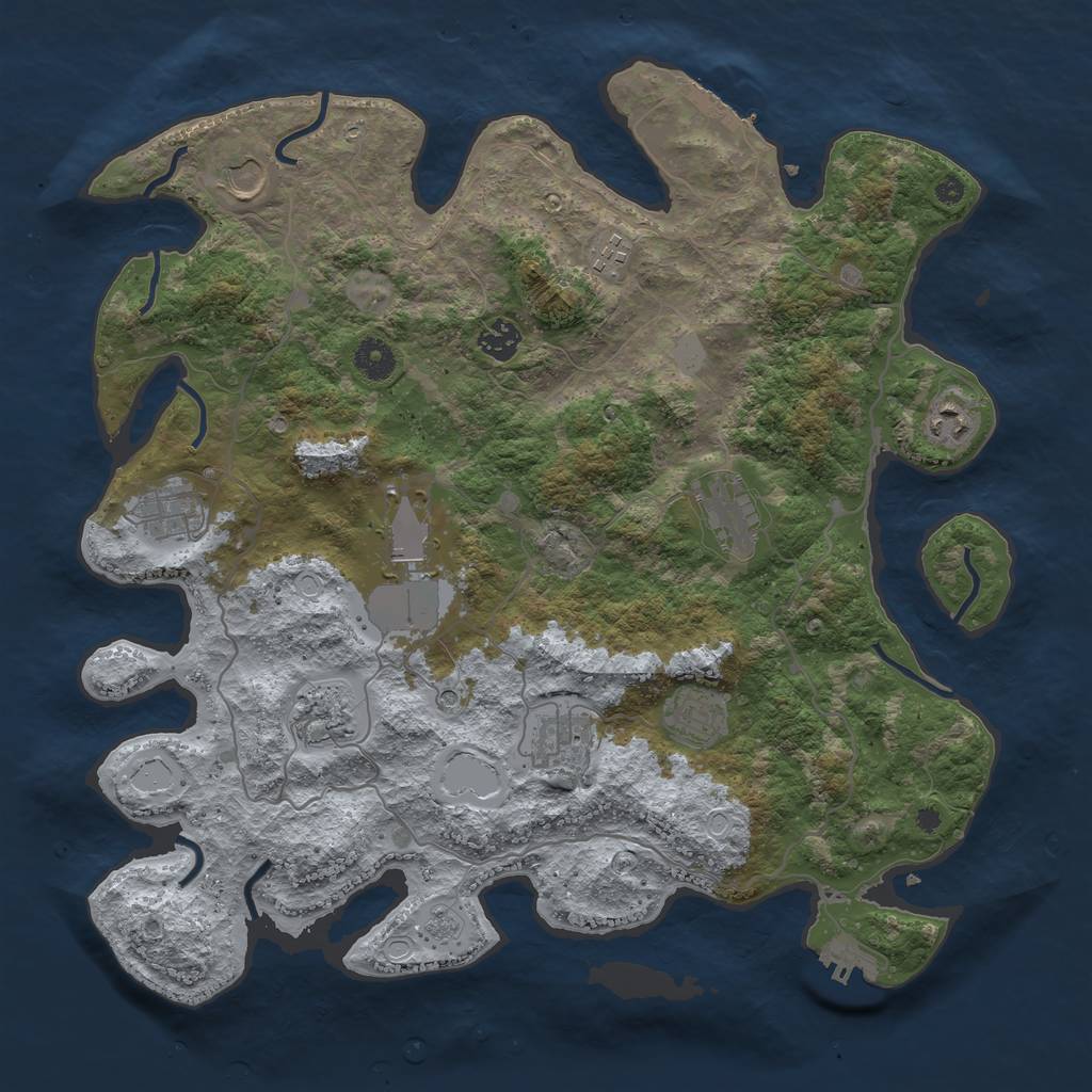 Rust Map: Procedural Map, Size: 4000, Seed: 4250, 19 Monuments