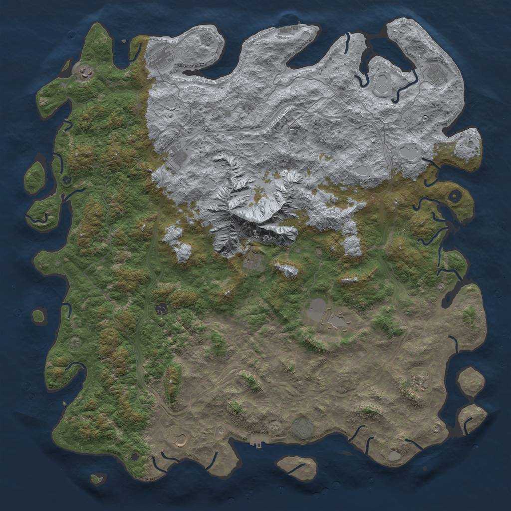 Rust Map: Procedural Map, Size: 6000, Seed: 593287292, 20 Monuments