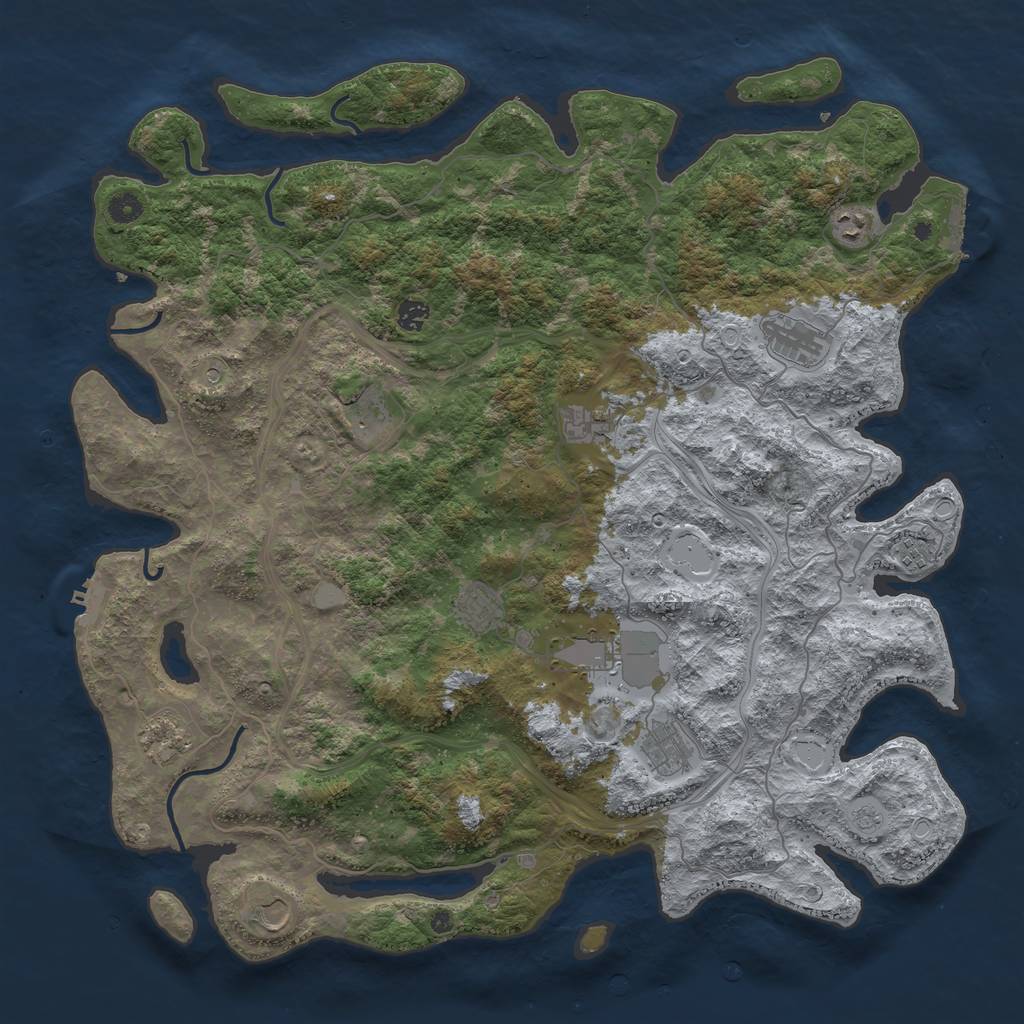 Rust Map: Procedural Map, Size: 4800, Seed: 116675426, 20 Monuments
