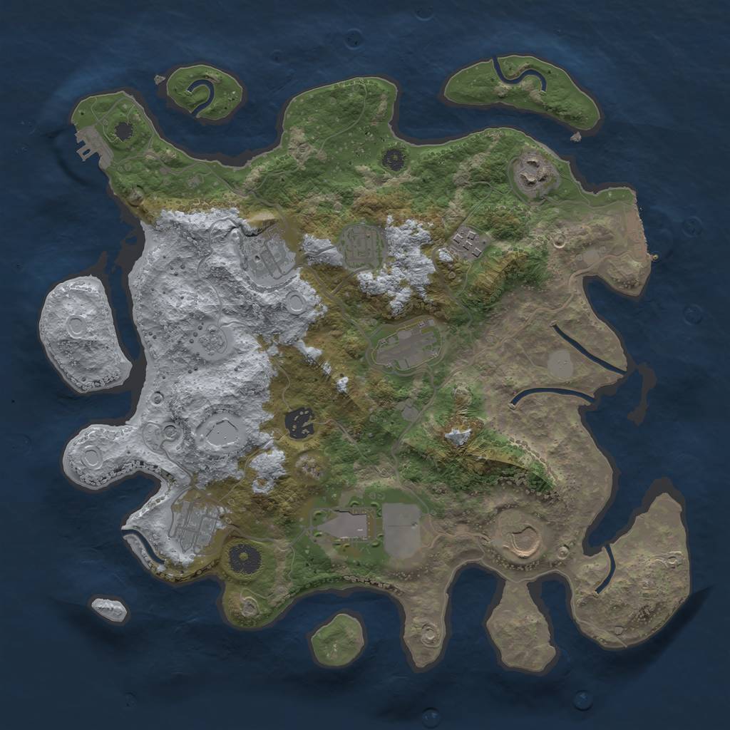 Rust Map: Procedural Map, Size: 3500, Seed: 1951712669, 18 Monuments