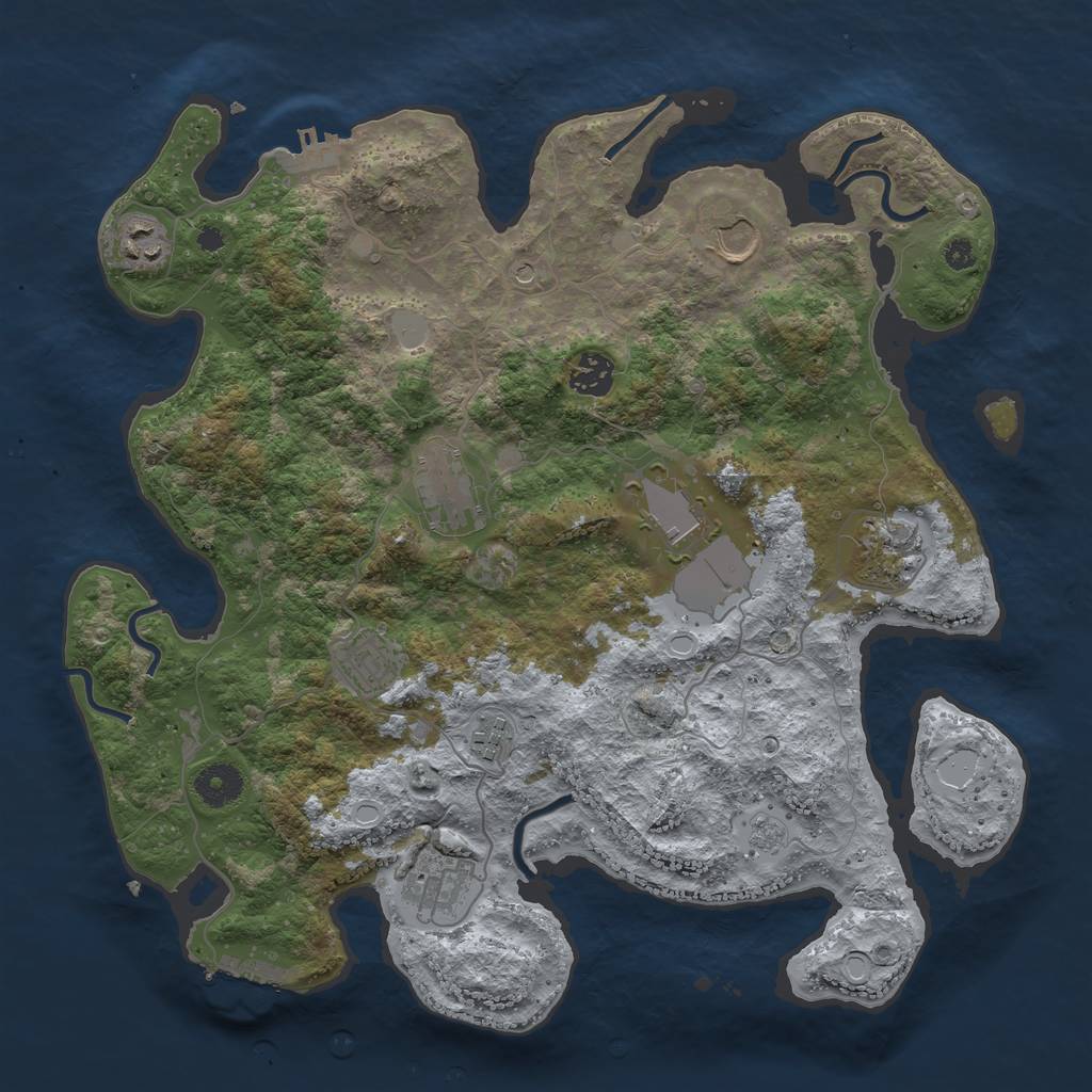 Rust Map: Procedural Map, Size: 3700, Seed: 1027292424, 18 Monuments