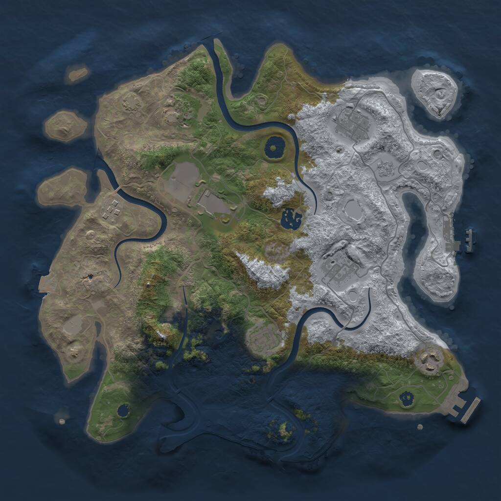 Rust Map: Procedural Map, Size: 3500, Seed: 993924788, 14 Monuments