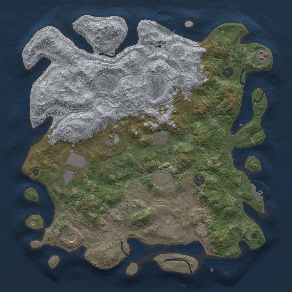 Rust Map: Procedural Map, Size: 4300, Seed: 1079827924, 20 Monuments