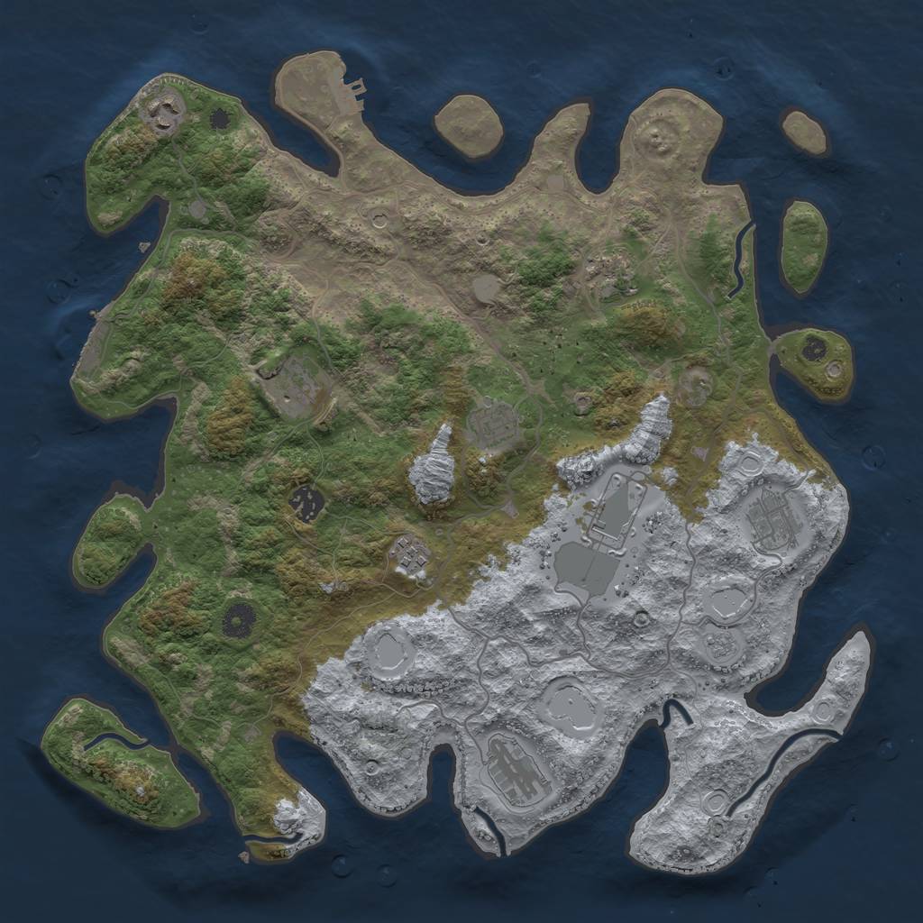 Rust Map: Procedural Map, Size: 4000, Seed: 1031935522, 18 Monuments