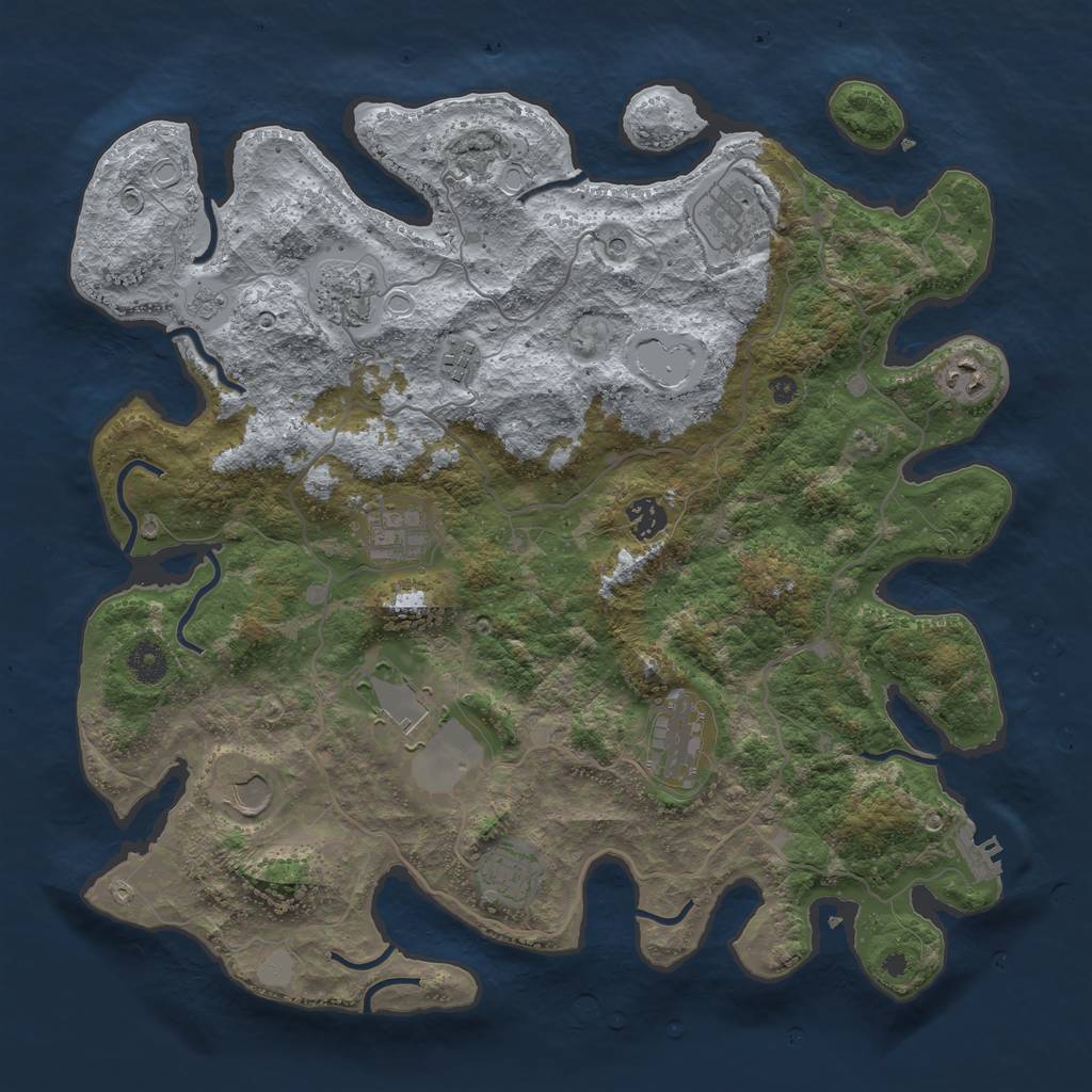 Rust Map: Procedural Map, Size: 4000, Seed: 1620677048, 18 Monuments
