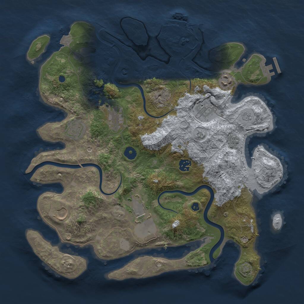 Rust Map: Procedural Map, Size: 3700, Seed: 1231728794, 14 Monuments
