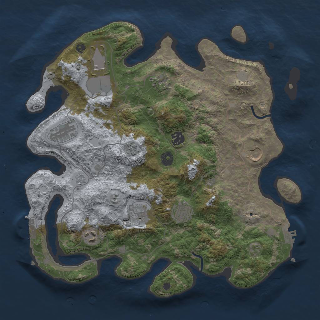 Rust Map: Procedural Map, Size: 3500, Seed: 1696628526, 18 Monuments