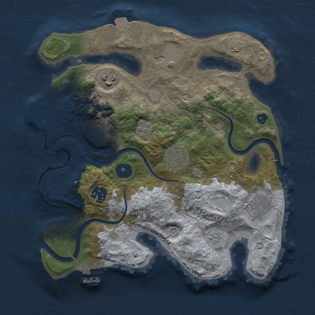 Rust Map: Procedural Map, Size: 3000, Seed: 300016, 13 Monuments