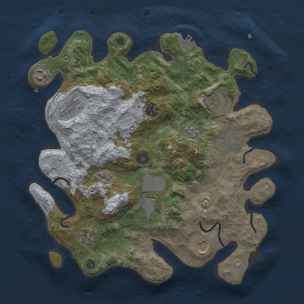 Rust Map: Procedural Map, Size: 3500, Seed: 647606346, 17 Monuments