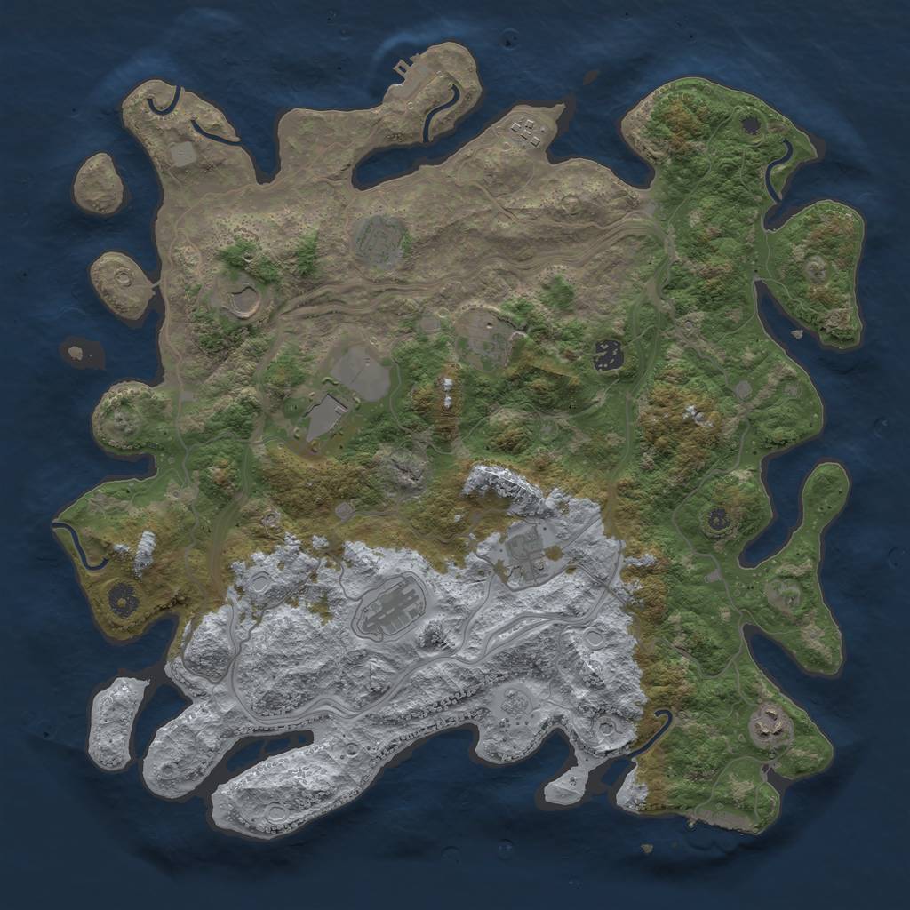 Rust Map: Procedural Map, Size: 4250, Seed: 1355907459, 18 Monuments
