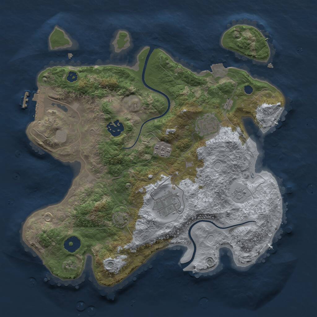 Rust Map: Procedural Map, Size: 3000, Seed: 1345129169, 8 Monuments