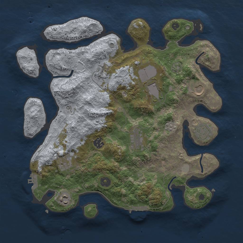 Rust Map: Procedural Map, Size: 3500, Seed: 61246686, 18 Monuments