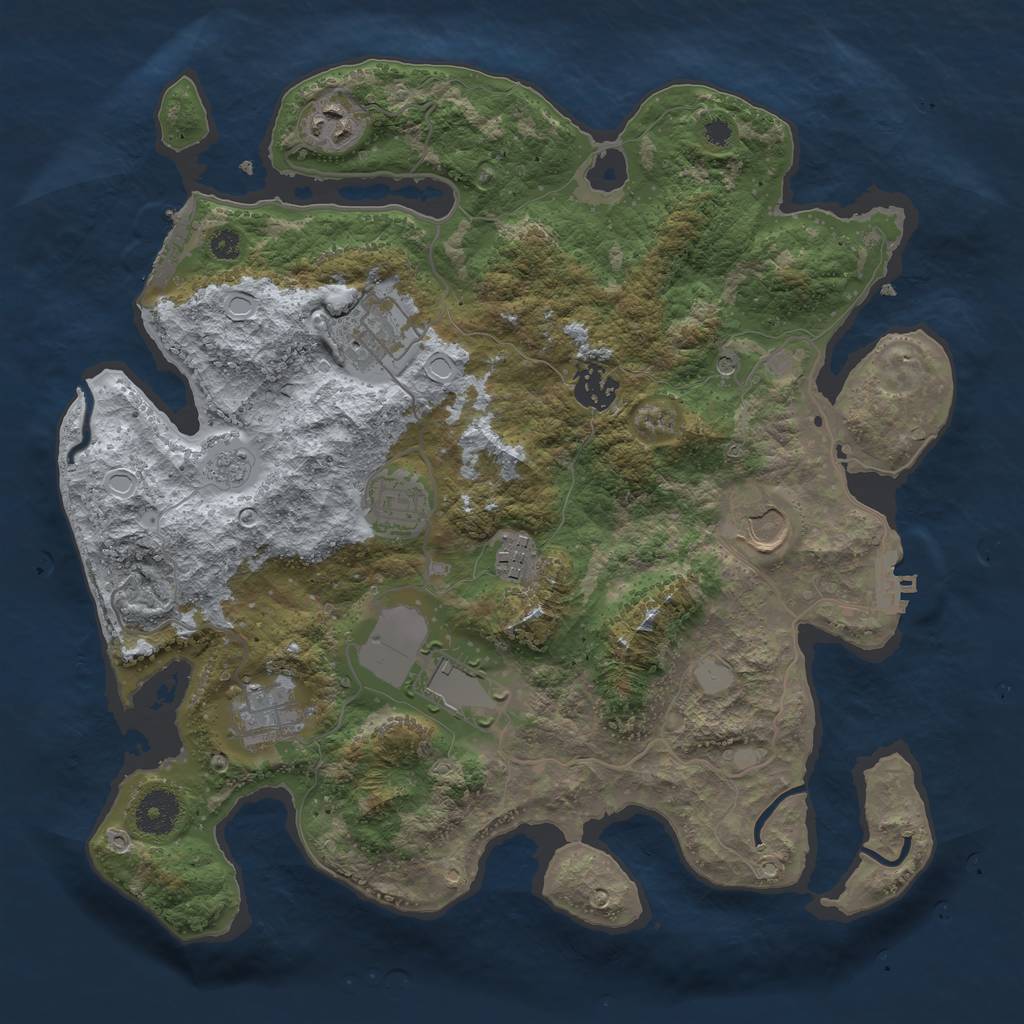 Rust Map: Procedural Map, Size: 3500, Seed: 1870787948, 17 Monuments