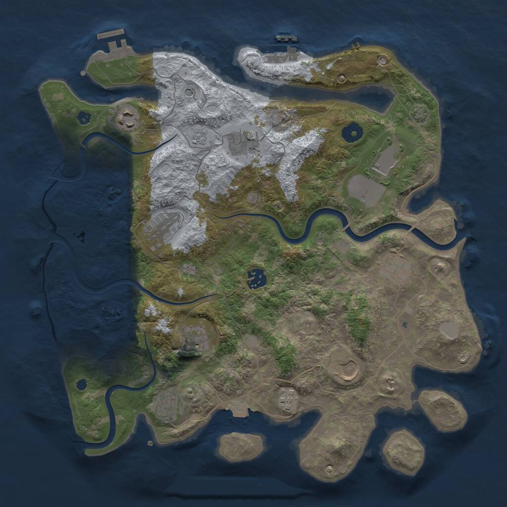 Rust Map: Procedural Map, Size: 3750, Seed: 1156549553, 16 Monuments