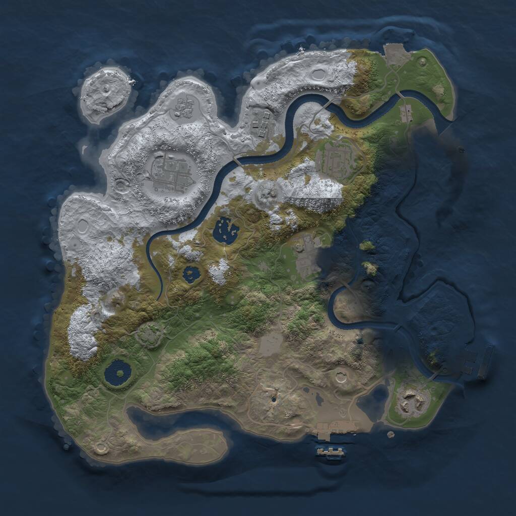 Rust Map: Procedural Map, Size: 3000, Seed: 15973, 12 Monuments
