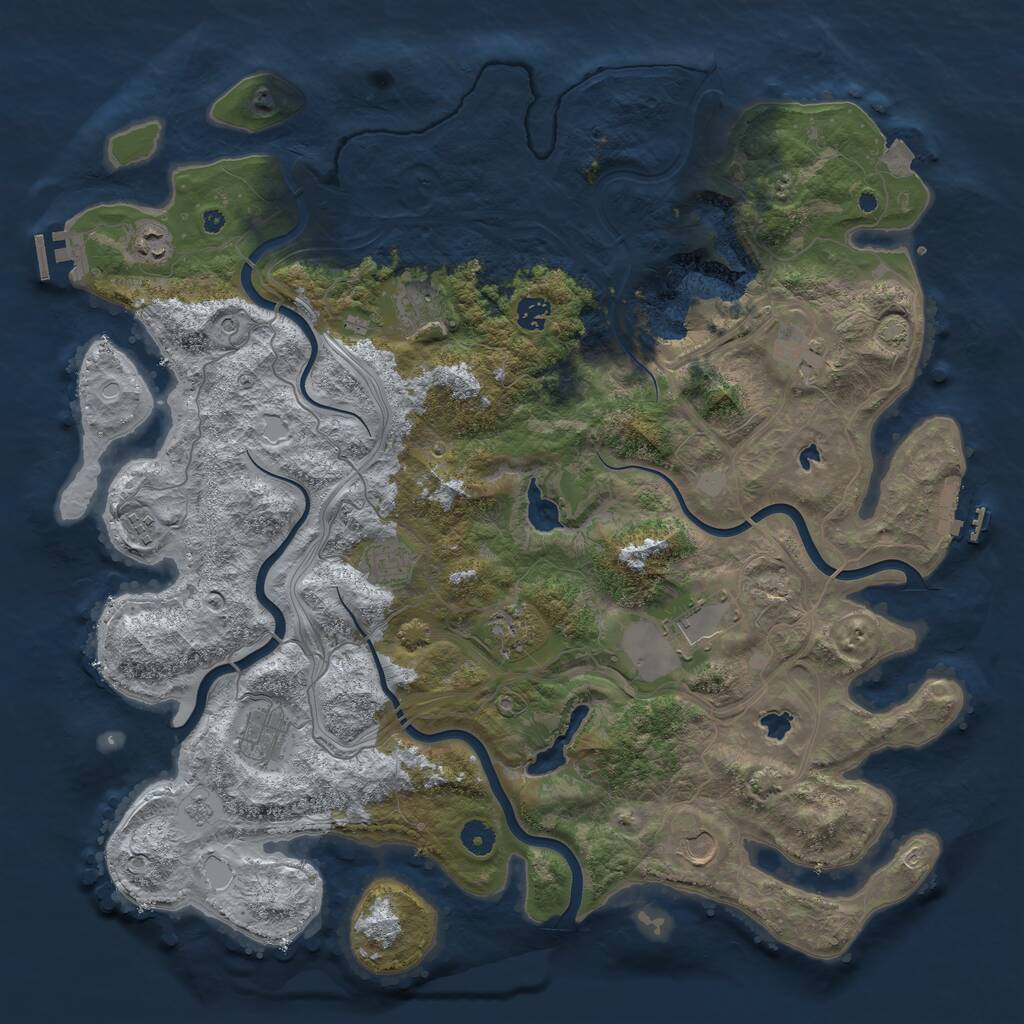 Rust Map: Procedural Map, Size: 4500, Seed: 93774, 16 Monuments