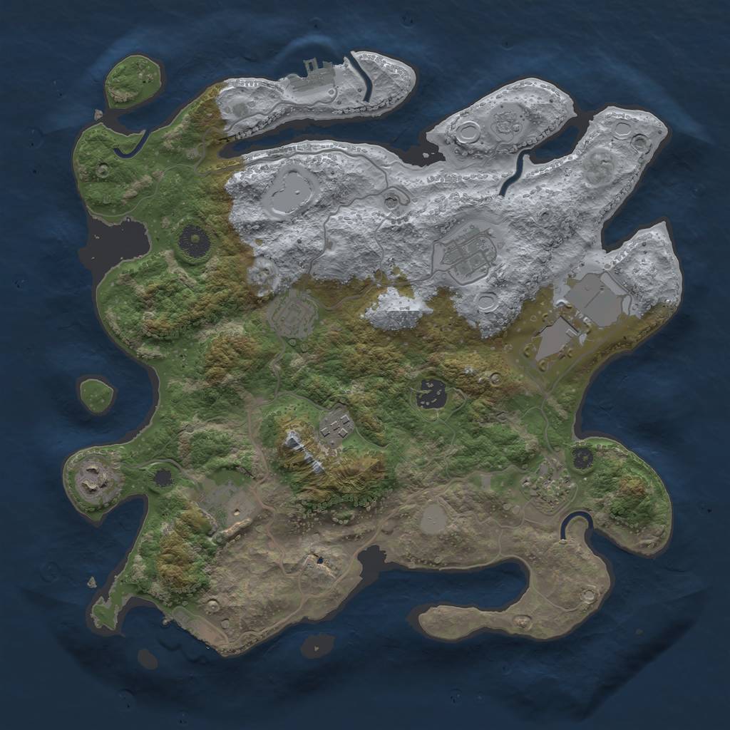 Rust Map: Procedural Map, Size: 3500, Seed: 198861538, 17 Monuments