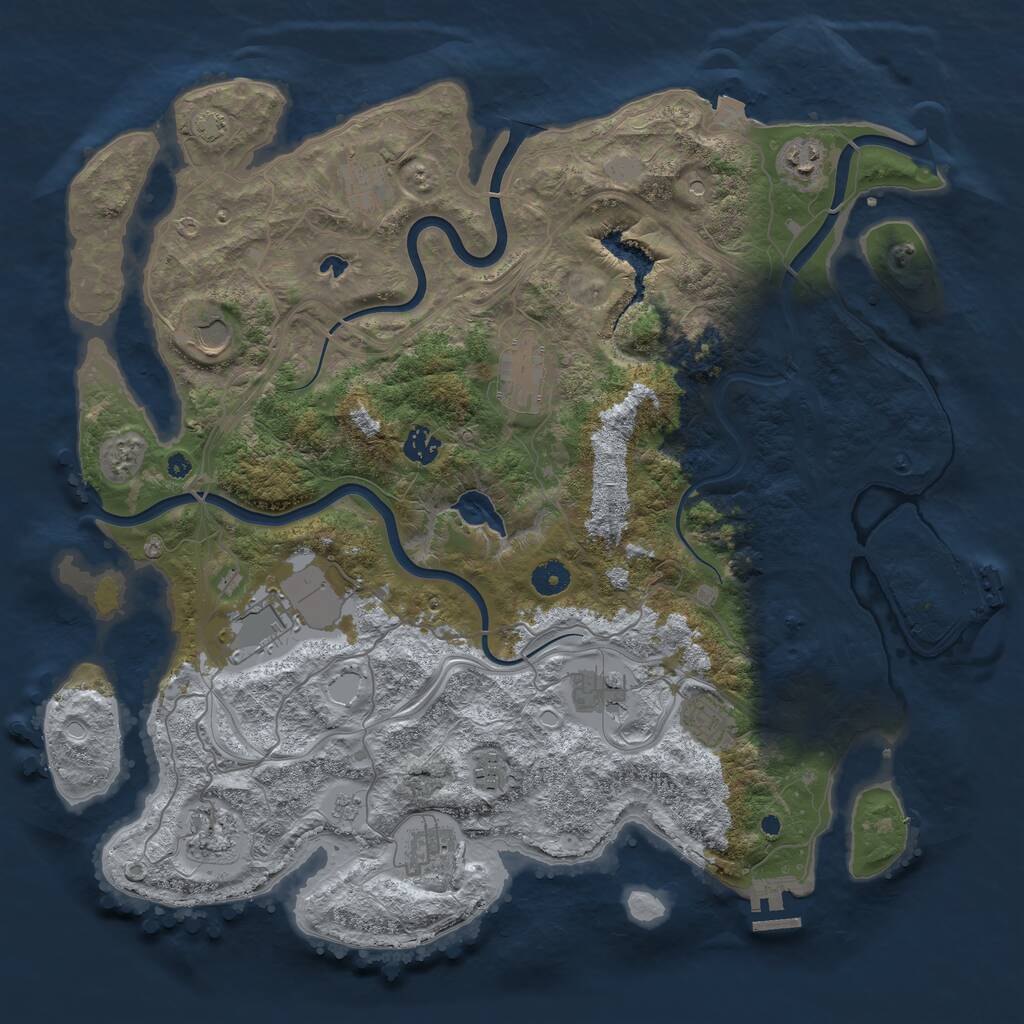 Rust Map: Procedural Map, Size: 4250, Seed: 1199216036, 17 Monuments