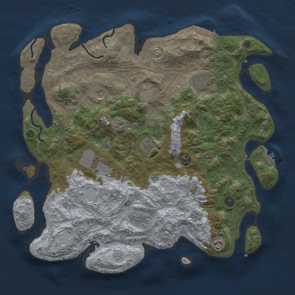 Rust Map: Procedural Map, Size: 4250, Seed: 1199216036, 18 Monuments