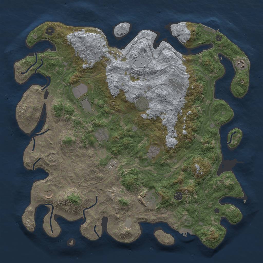Rust Map: Procedural Map, Size: 4500, Seed: 494393480, 18 Monuments