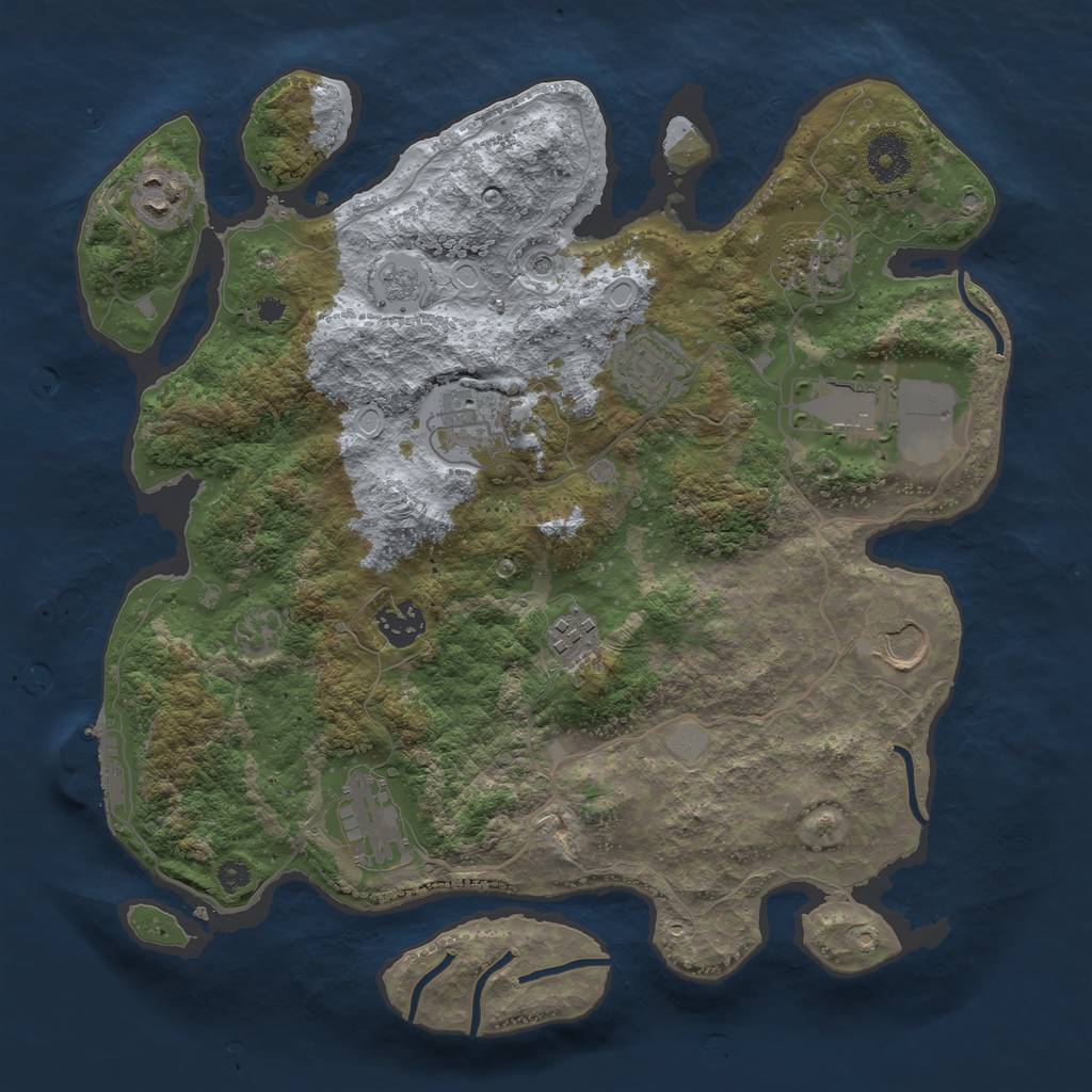 Rust Map: Procedural Map, Size: 3500, Seed: 1455783201, 17 Monuments