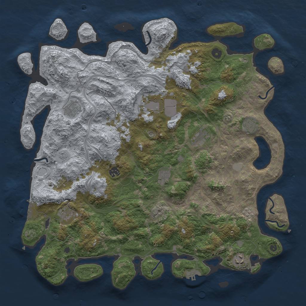 Rust Map: Procedural Map, Size: 4500, Seed: 104868526, 18 Monuments