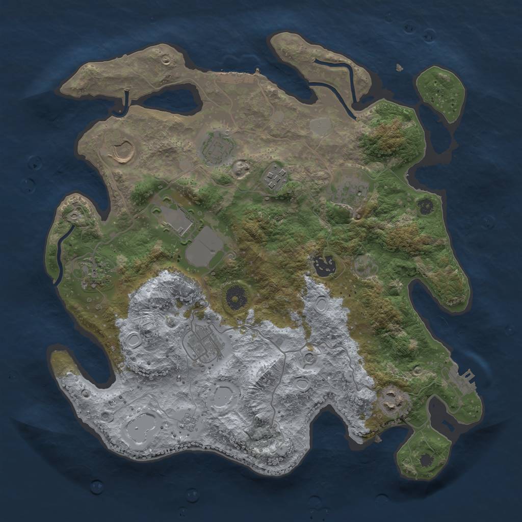 Rust Map: Procedural Map, Size: 3500, Seed: 83376, 18 Monuments