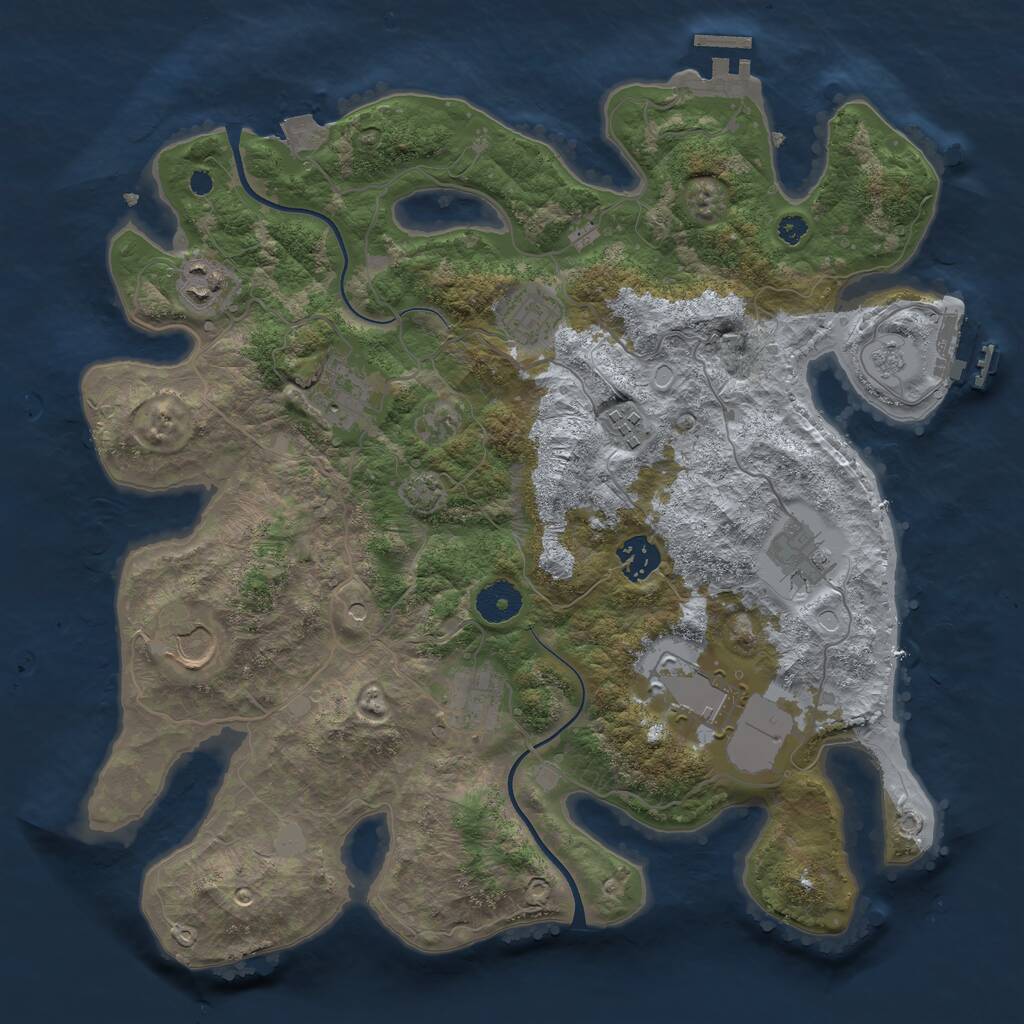 Rust Map: Procedural Map, Size: 3599, Seed: 100000, 15 Monuments