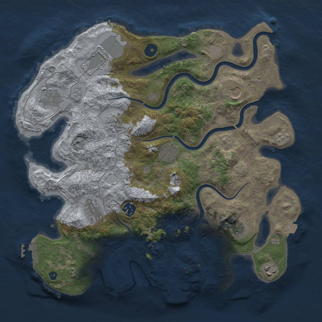 Rust Map: Procedural Map, Size: 3750, Seed: 9183763, 16 Monuments