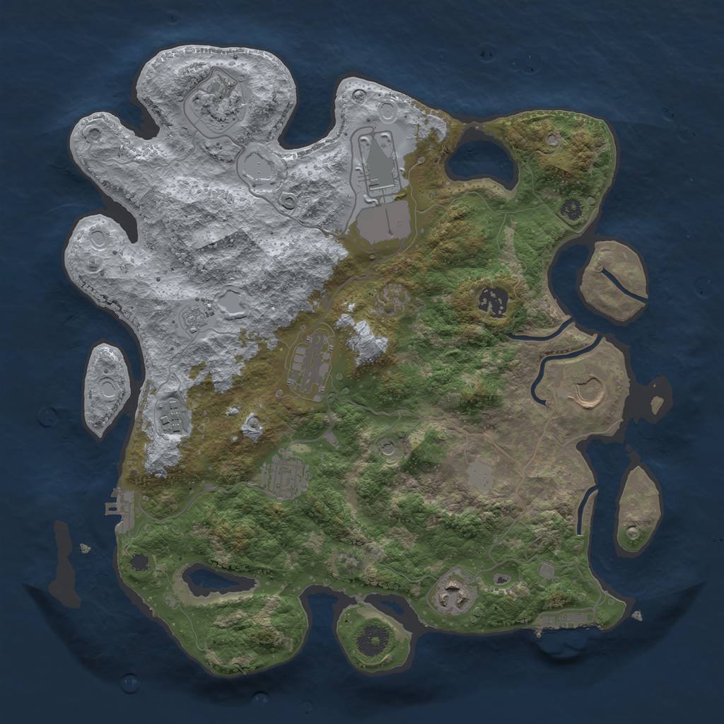 Rust Map: Procedural Map, Size: 3500, Seed: 48382661, 17 Monuments