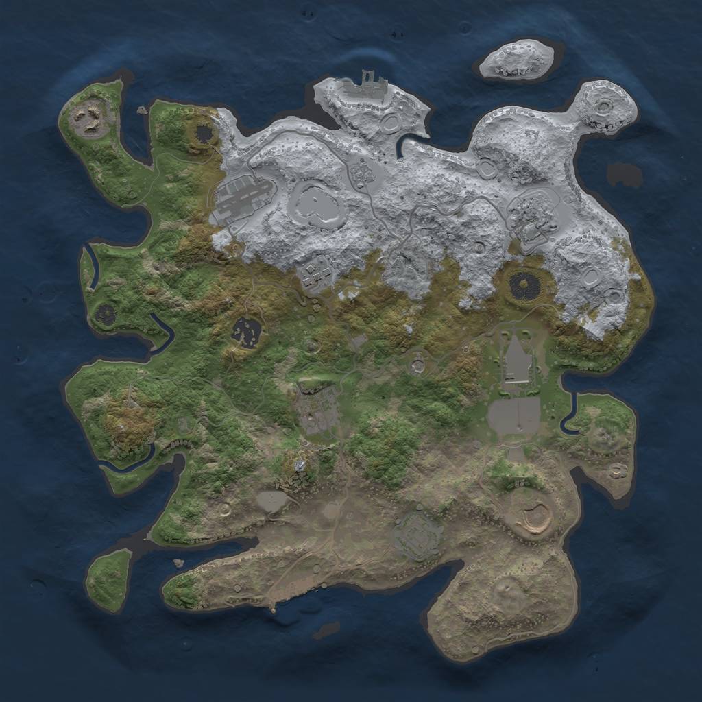 Rust Map: Procedural Map, Size: 3500, Seed: 960832451, 18 Monuments