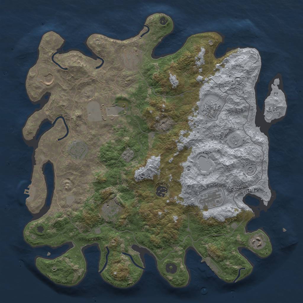 Rust Map: Procedural Map, Size: 4000, Seed: 277867930, 19 Monuments