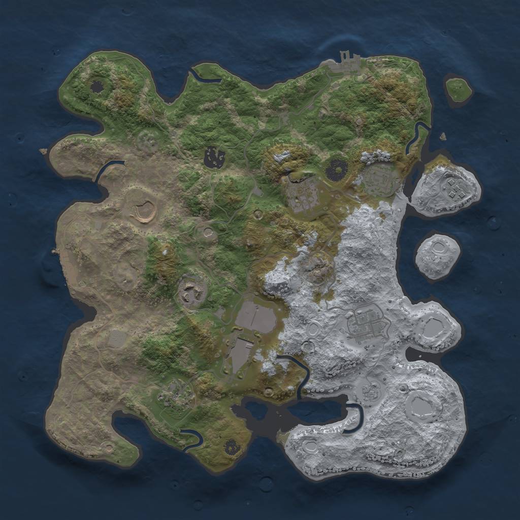Rust Map: Procedural Map, Size: 3500, Seed: 1713679462, 18 Monuments