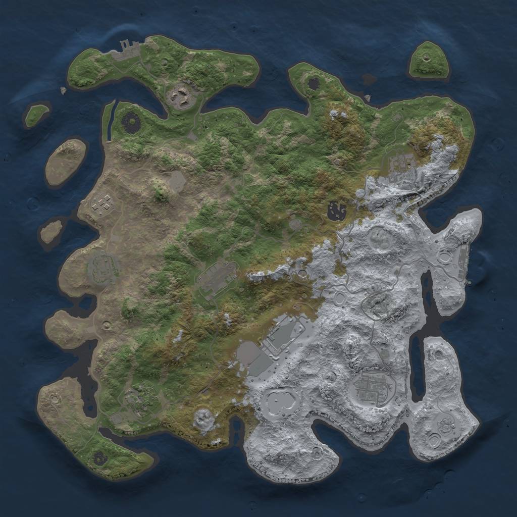 Rust Map: Procedural Map, Size: 3800, Seed: 332757316, 18 Monuments