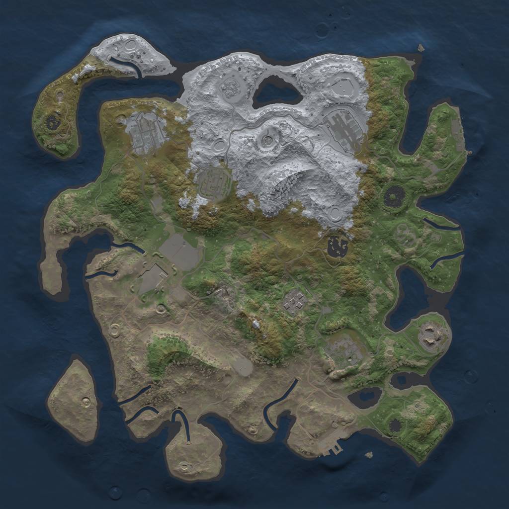 Rust Map: Procedural Map, Size: 3500, Seed: 1356176378, 17 Monuments