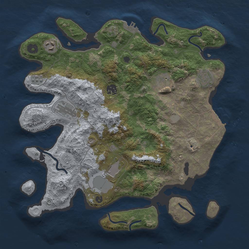 Rust Map: Procedural Map, Size: 3500, Seed: 26219837, 16 Monuments