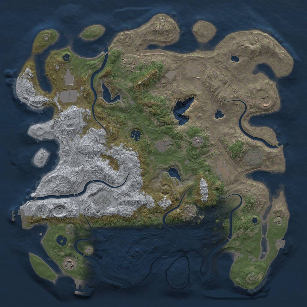 Rust Map: Procedural Map, Size: 4500, Seed: 1732685101, 17 Monuments