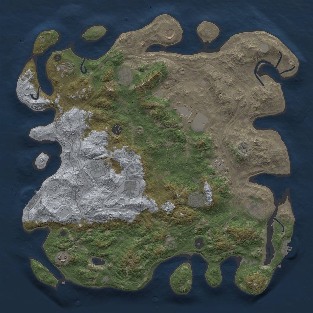 Rust Map: Procedural Map, Size: 4500, Seed: 1732685101, 20 Monuments