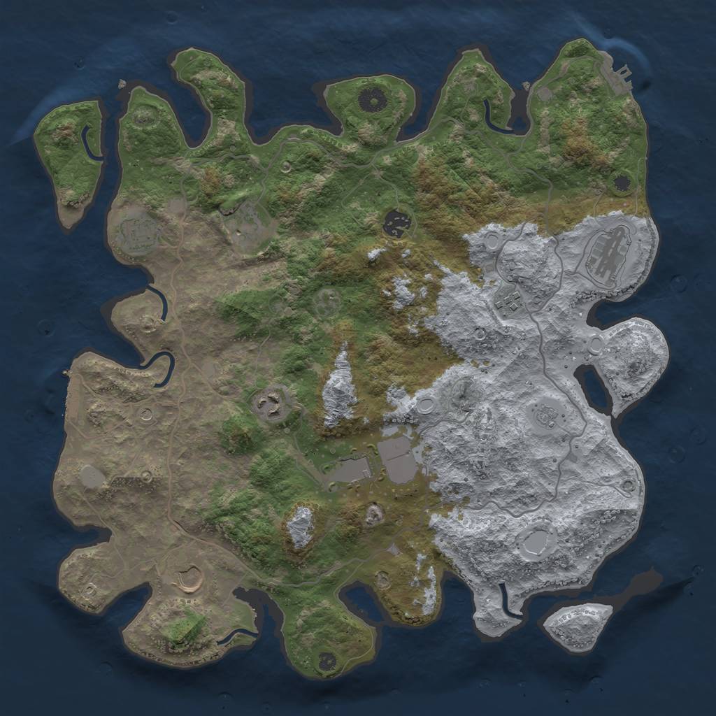 Rust Map: Procedural Map, Size: 4000, Seed: 1463632174, 17 Monuments