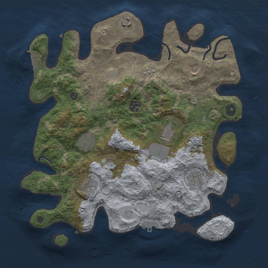 Rust Map: Procedural Map, Size: 3500, Seed: 1767779415, 17 Monuments