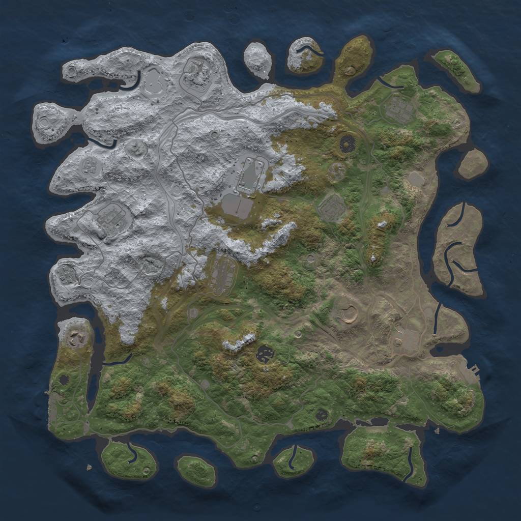 Rust Map: Procedural Map, Size: 4500, Seed: 883904971, 20 Monuments