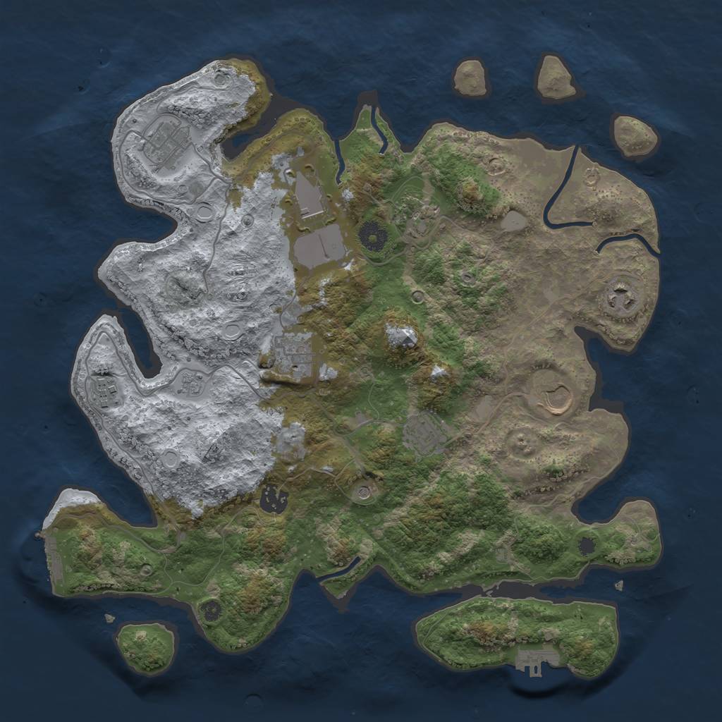 Rust Map: Procedural Map, Size: 3700, Seed: 499861987, 18 Monuments