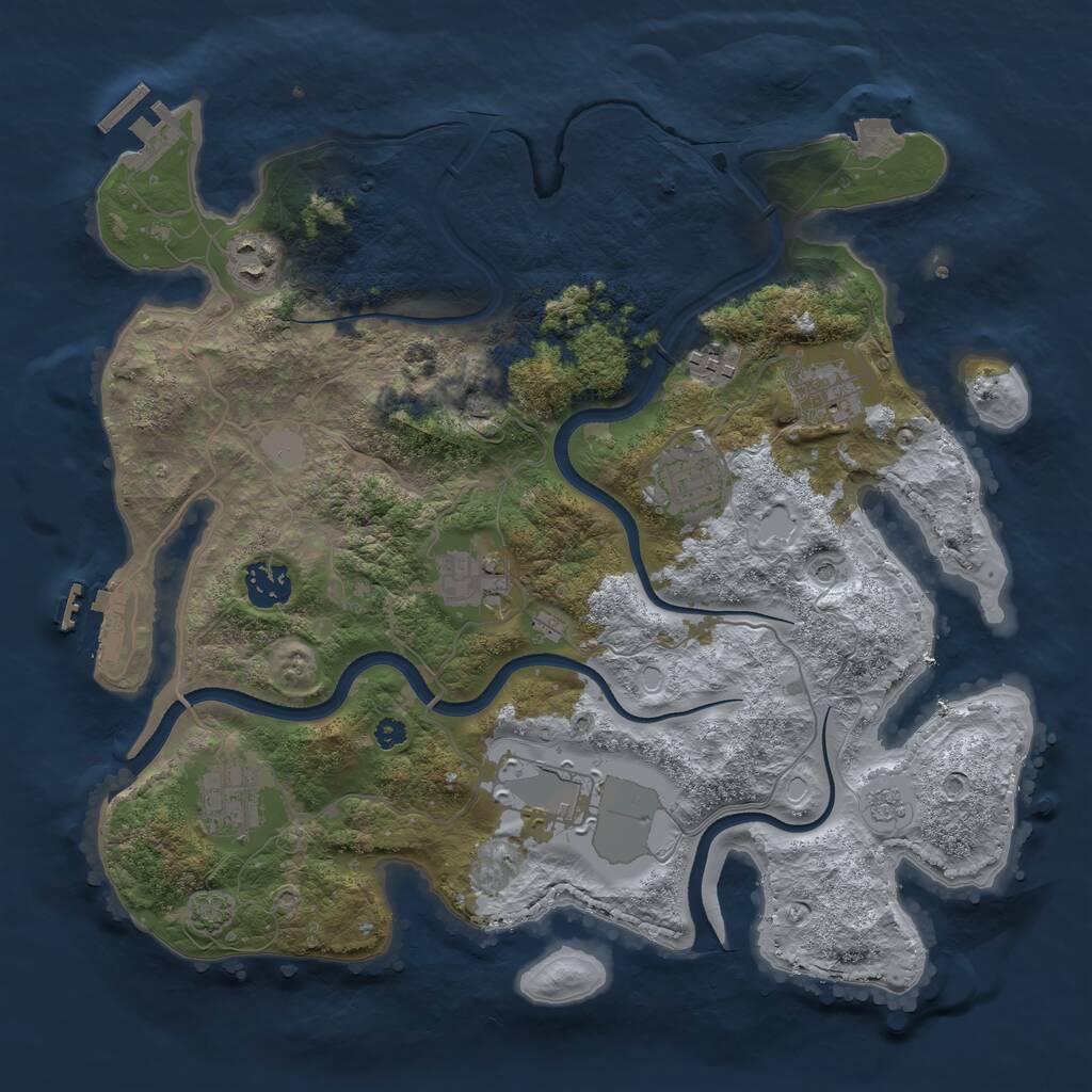 Rust Map: Procedural Map, Size: 3500, Seed: 651188896, 14 Monuments