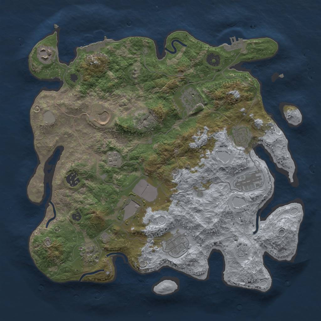 Rust Map: Procedural Map, Size: 3500, Seed: 651188896, 19 Monuments