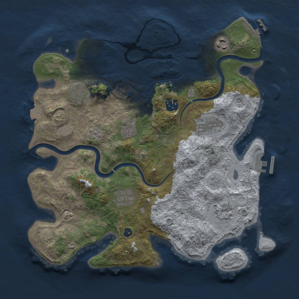 Rust Map: Procedural Map, Size: 3400, Seed: 725238053, 14 Monuments