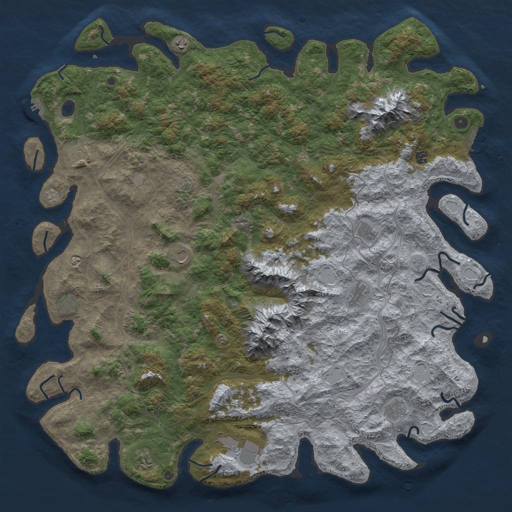 Rust Map: Procedural Map, Size: 6000, Seed: 7123, 20 Monuments