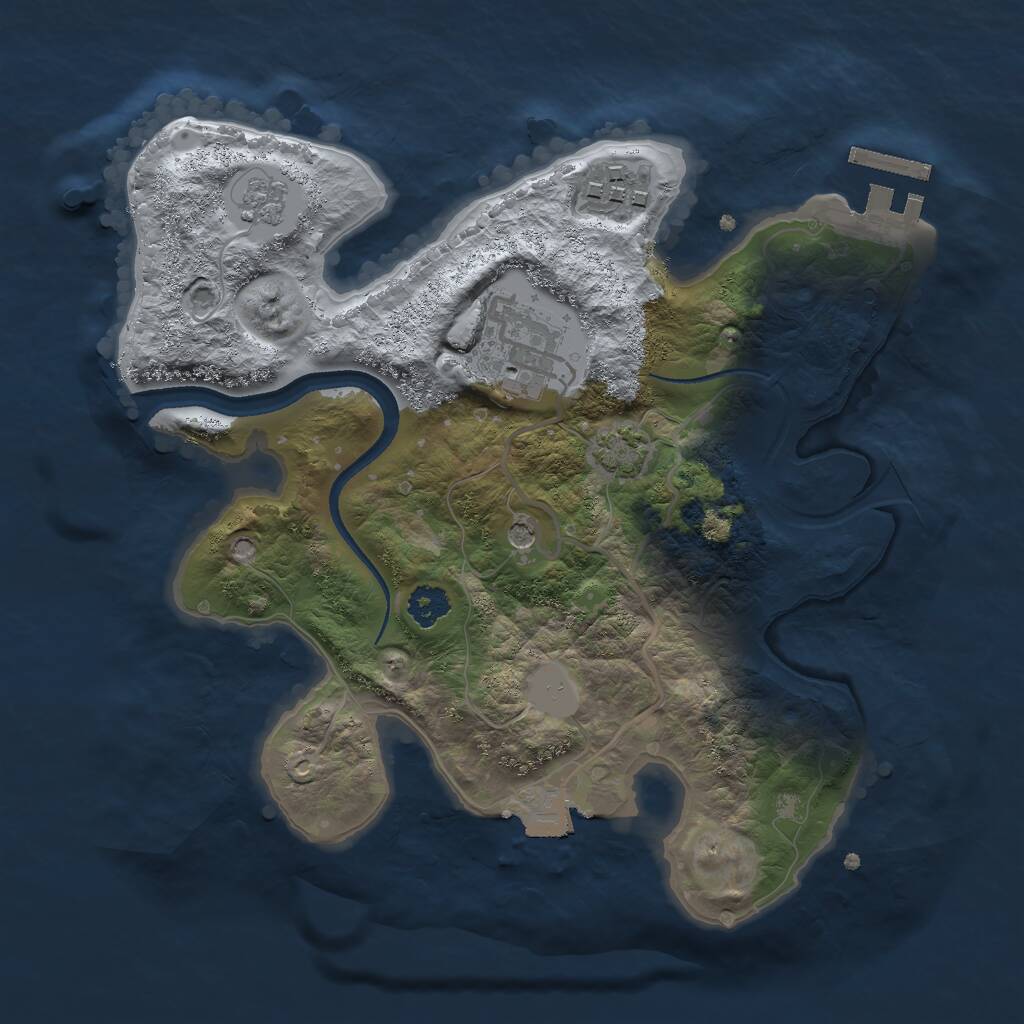 Rust Map: Procedural Map, Size: 2500, Seed: 394131642, 7 Monuments