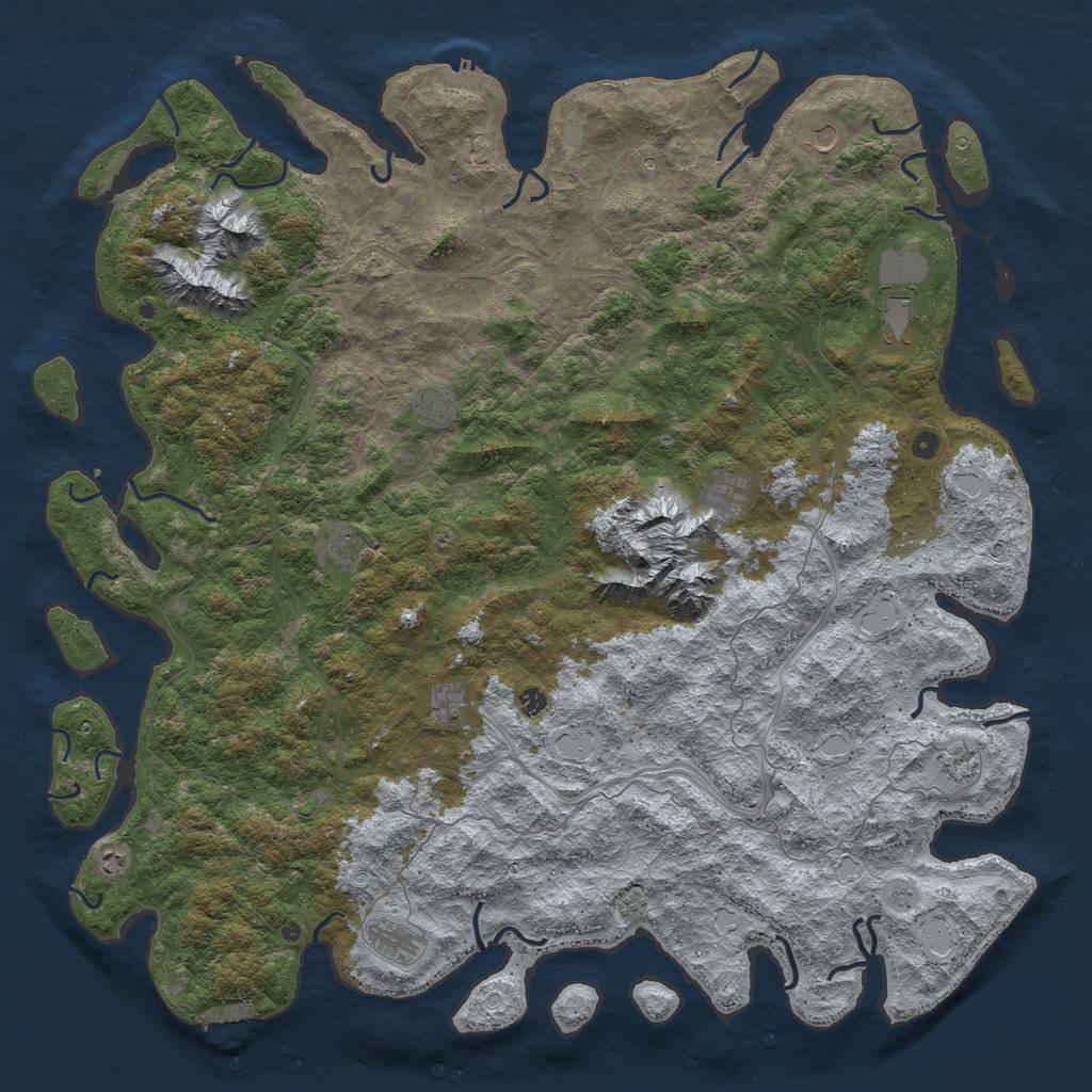 Rust Map: Procedural Map, Size: 6000, Seed: 1866871272, 20 Monuments