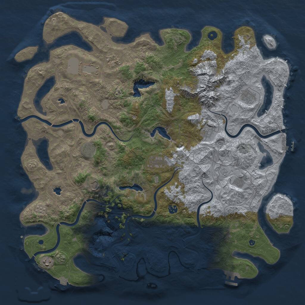Rust Map: Procedural Map, Size: 5000, Seed: 1045345901, 17 Monuments