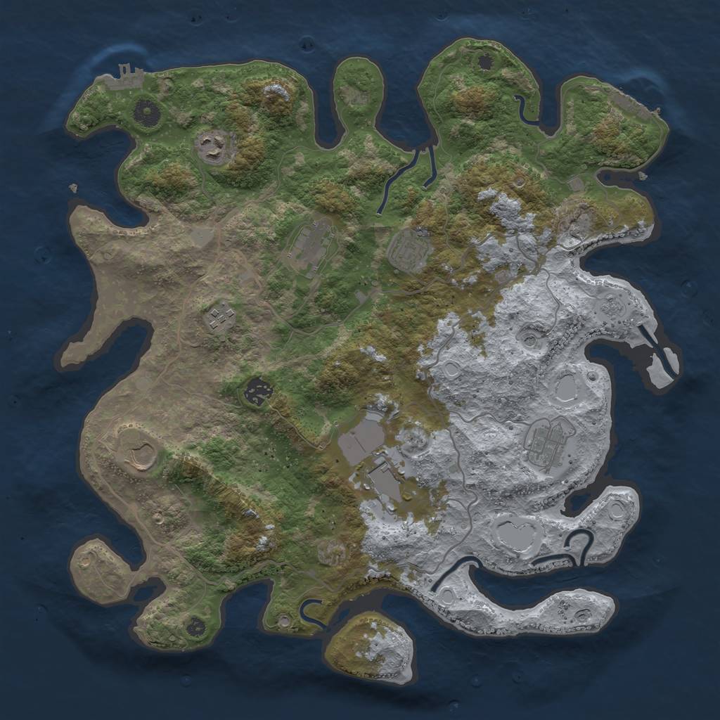 Rust Map: Procedural Map, Size: 4000, Seed: 1968513, 17 Monuments